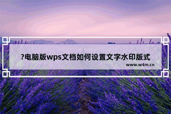 ?电脑版wps文档如何设置文字水印版式