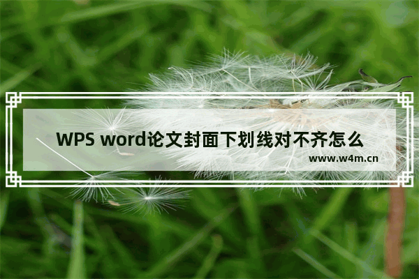 WPS word论文封面下划线对不齐怎么办