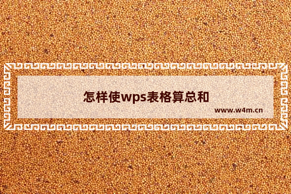 怎样使wps表格算总和