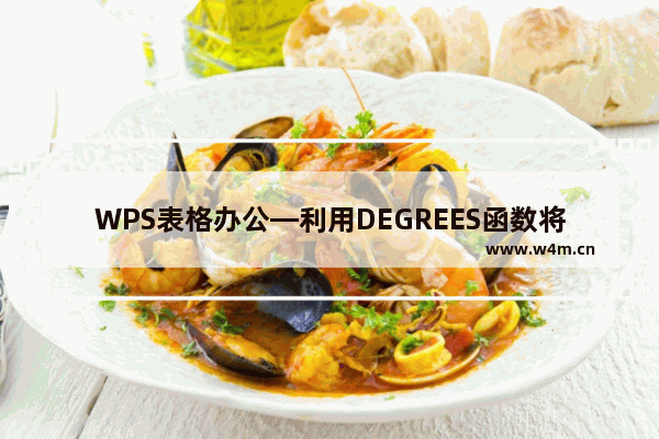 WPS表格办公—利用DEGREES函数将弧度转为角度