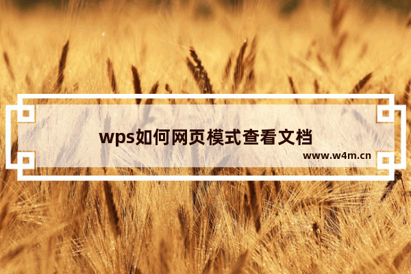 wps如何网页模式查看文档