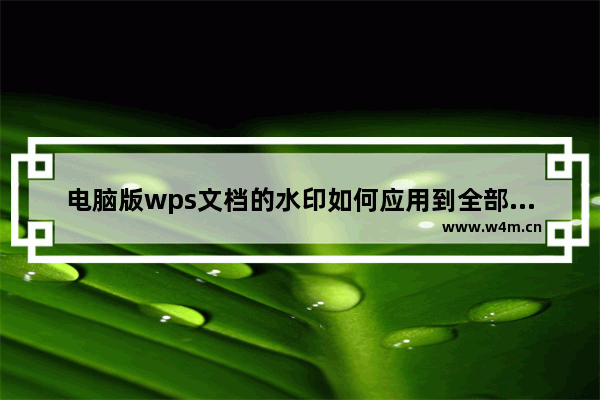 电脑版wps文档的水印如何应用到全部页面