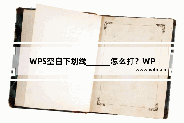 WPS空白下划线______怎么打？WPS添加空白下划线方法介绍