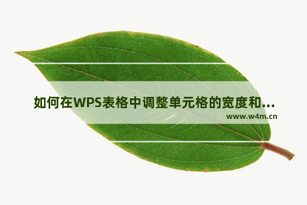 如何在WPS表格中调整单元格的宽度和高度？