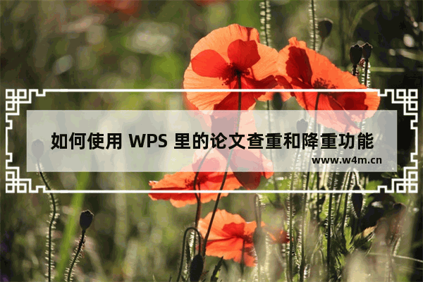 如何使用 WPS 里的论文查重和降重功能