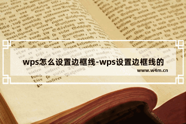 wps怎么设置边框线-wps设置边框线的方法