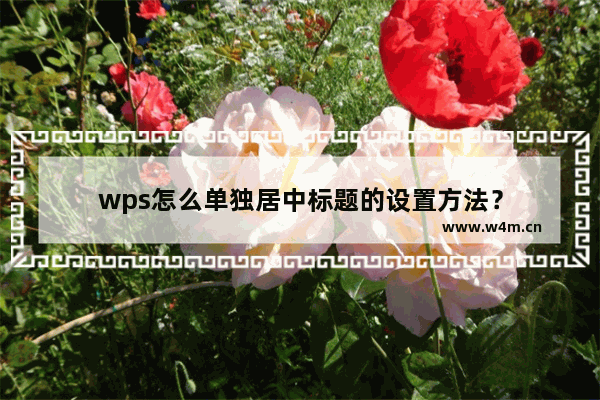 wps怎么单独居中标题的设置方法？