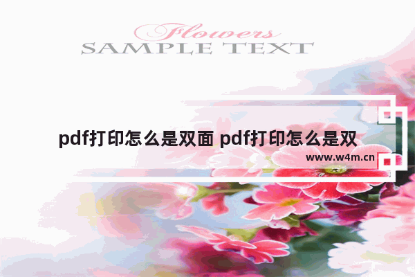 pdf打印怎么是双面 pdf打印怎么是双面打印