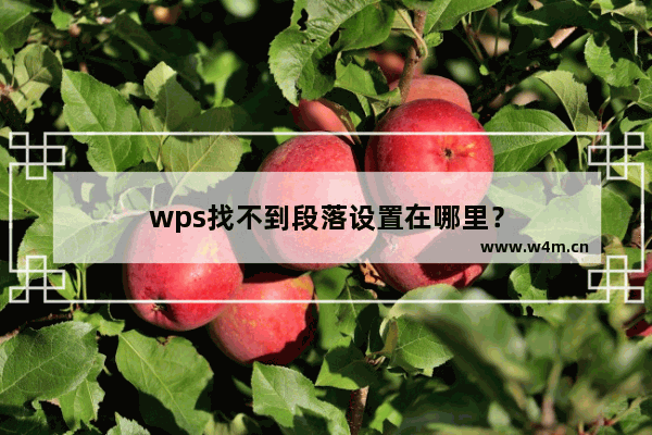 wps找不到段落设置在哪里？