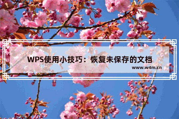 WPS使用小技巧：恢复未保存的文档