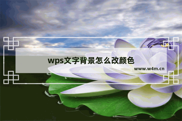 wps文字背景怎么改颜色