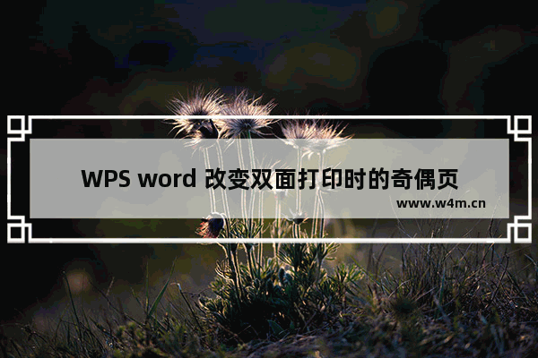 WPS word 改变双面打印时的奇偶页