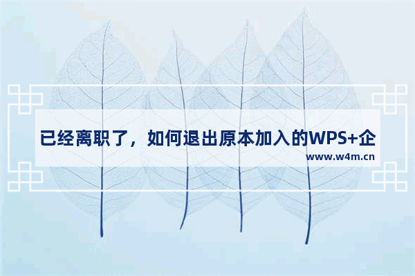 已经离职了，如何退出原本加入的WPS+企业团队？