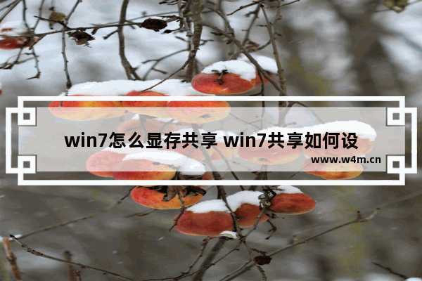 win7怎么显存共享 win7共享如何设置