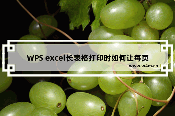 WPS excel长表格打印时如何让每页都有表头