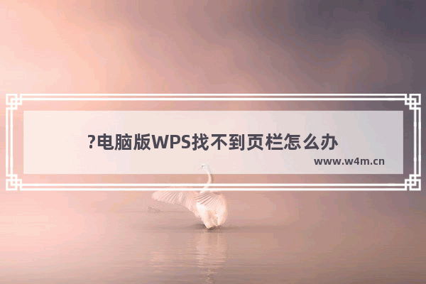 ?电脑版WPS找不到页栏怎么办