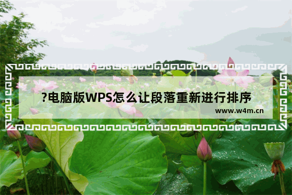 ?电脑版WPS怎么让段落重新进行排序