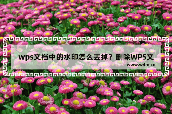 wps文档中的水印怎么去掉？删除WPS文档中的水印的方法教程