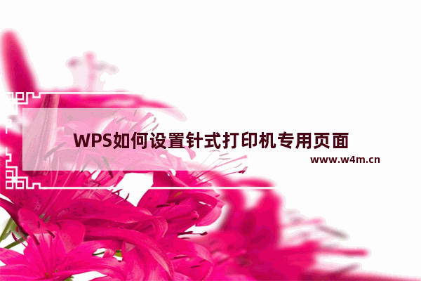 WPS如何设置针式打印机专用页面