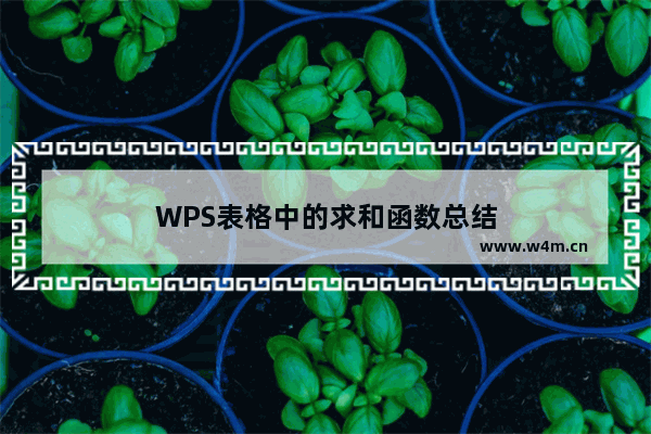 WPS表格中的求和函数总结