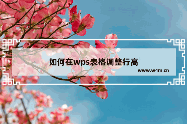 如何在wps表格调整行高