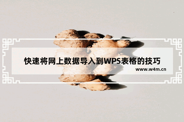 快速将网上数据导入到WPS表格的技巧