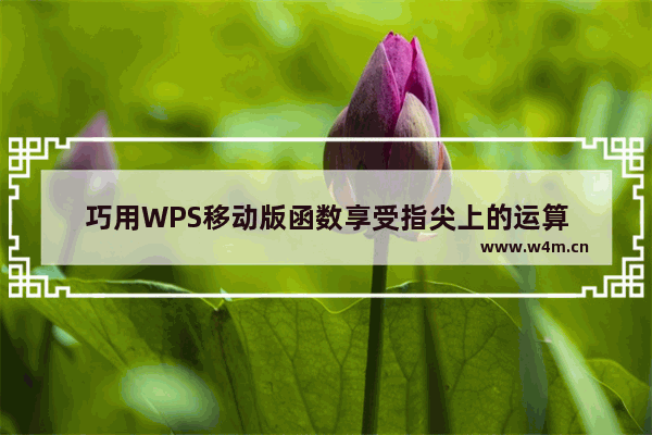 巧用WPS移动版函数享受指尖上的运算