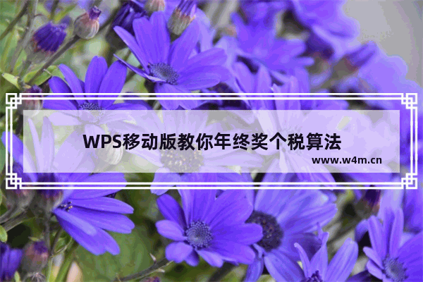 WPS移动版教你年终奖个税算法