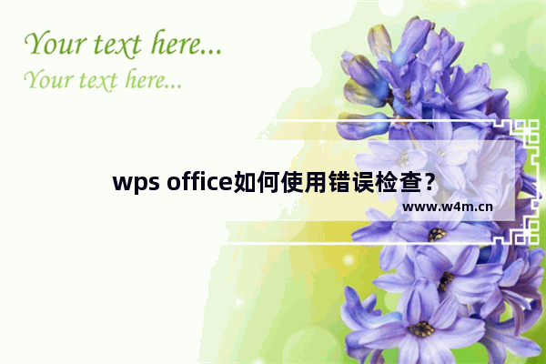 wps office如何使用错误检查？