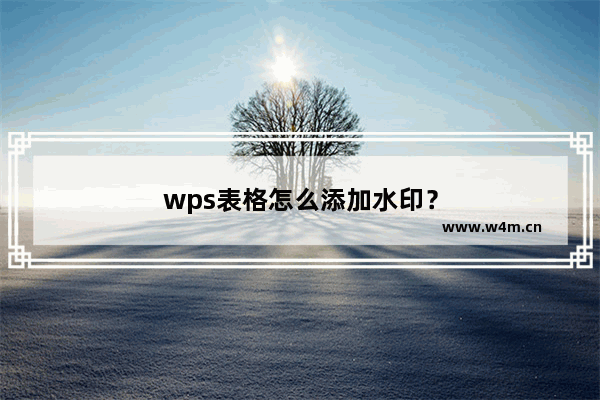 wps表格怎么添加水印？