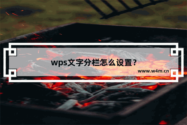 wps文字分栏怎么设置？