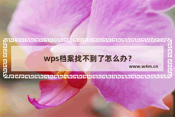 wps档案找不到了怎么办？