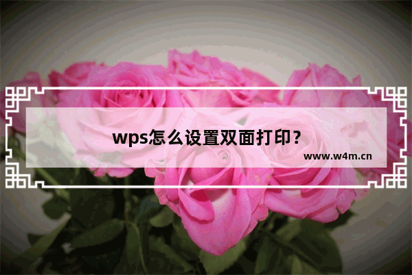 wps怎么设置双面打印？