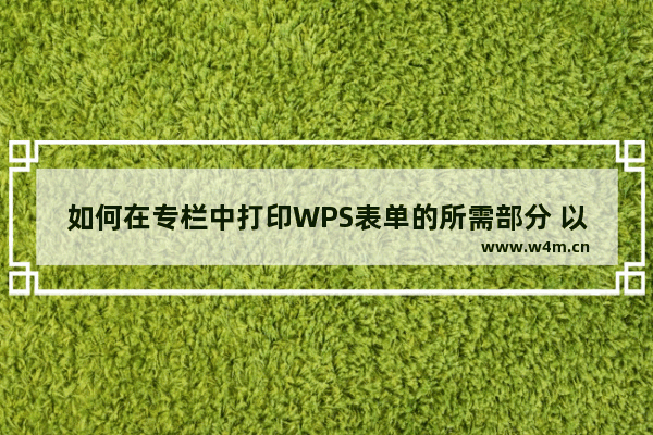 如何在专栏中打印WPS表单的所需部分 以打印时事通讯为例