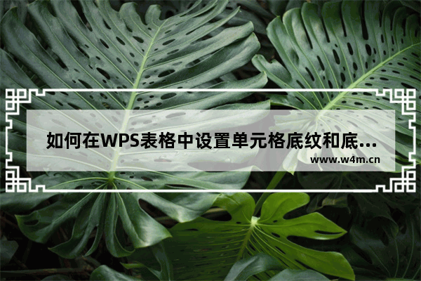 如何在WPS表格中设置单元格底纹和底纹颜色或图案样式