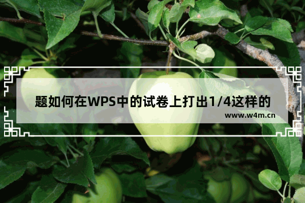 题如何在WPS中的试卷上打出1/4这样的分数