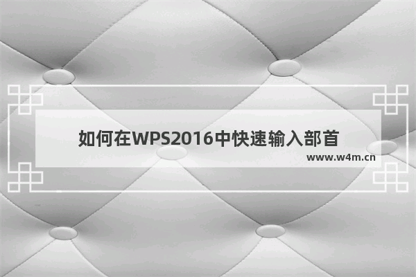 如何在WPS2016中快速输入部首