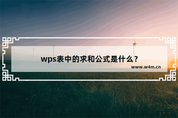 wps表中的求和公式是什么？