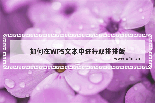 如何在WPS文本中进行双排排版