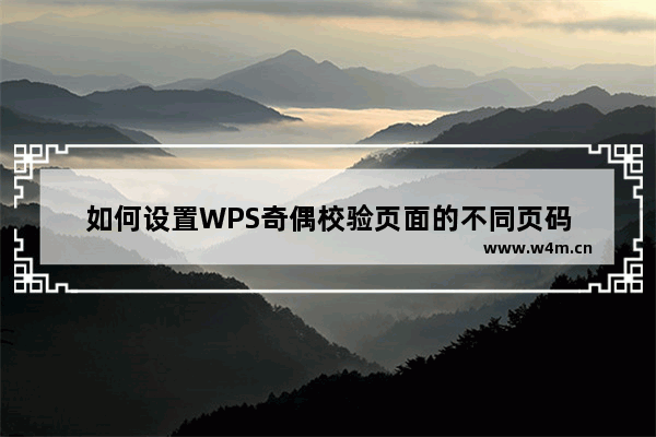 如何设置WPS奇偶校验页面的不同页码