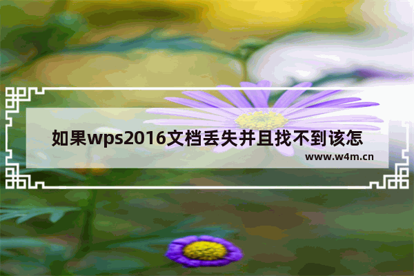 如果wps2016文档丢失并且找不到该怎么办？