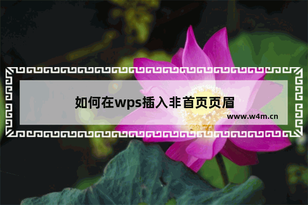 如何在wps插入非首页页眉