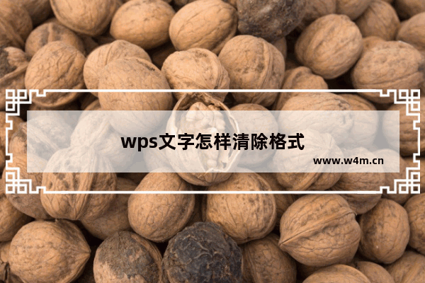 wps文字怎样清除格式