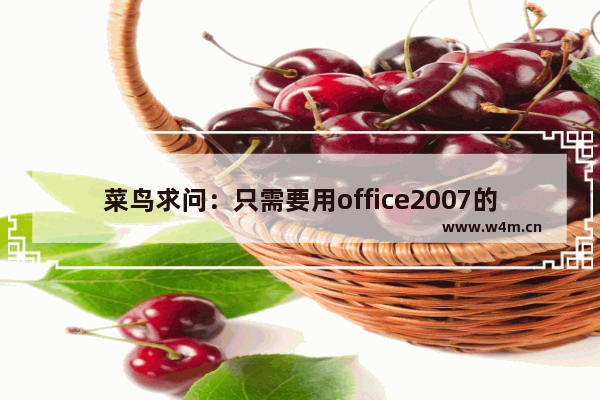 菜鸟求问：只需要用office2007的电脑配置-电脑配置单表