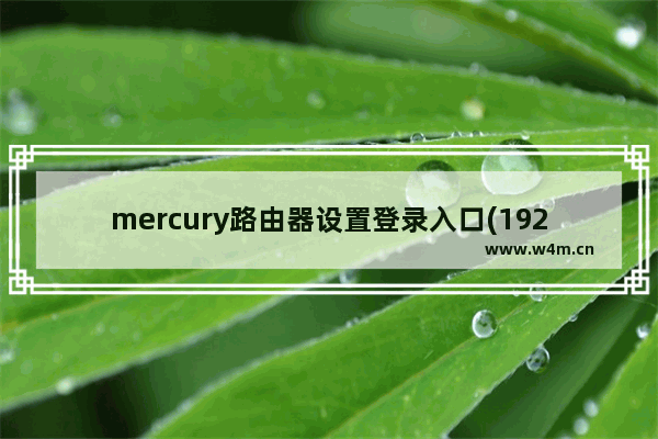 mercury路由器设置登录入口(192.168.1.1 手机进入)