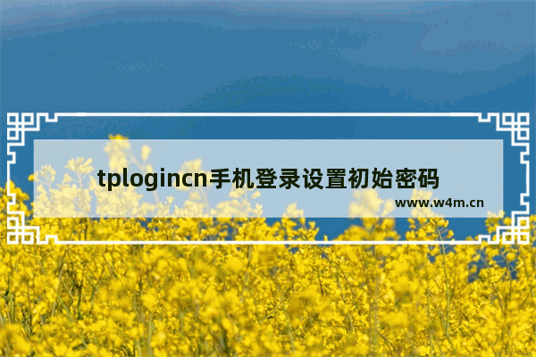 tplogincn手机登录设置初始密码