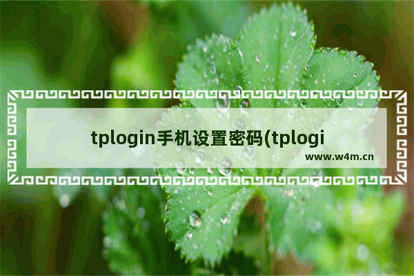 tplogin手机设置密码(tplogin路由器用手机更改密码)