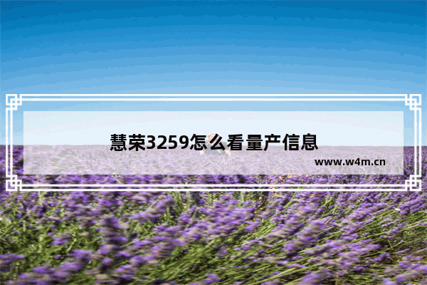 慧荣3259怎么看量产信息