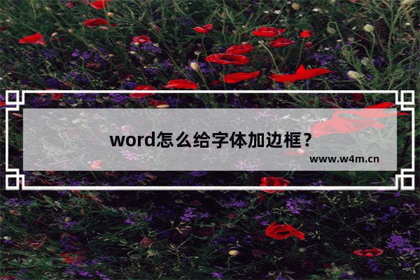 word怎么给字体加边框？