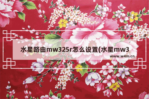 水星路由mw325r怎么设置(水星mw325r无线路由器)